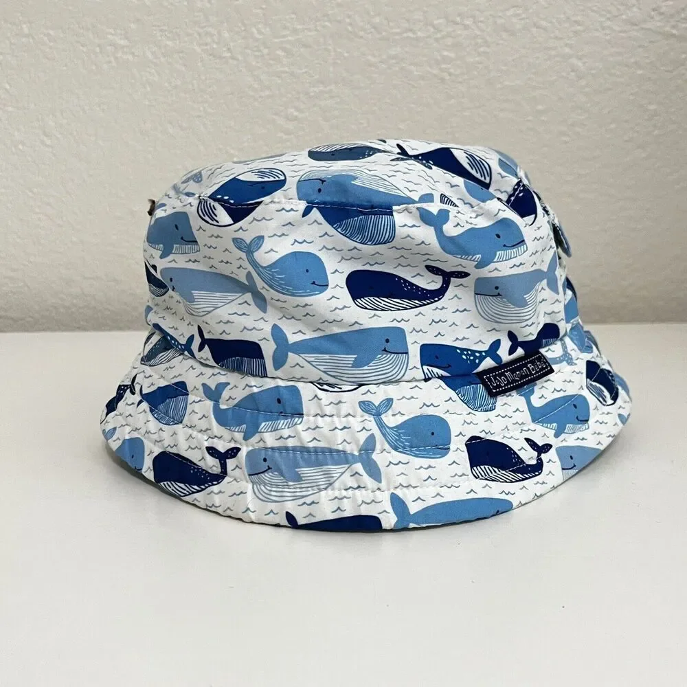 JoJo Maman Bébé Blue Whale UPF 50 Bucket Sun Hat Boys Size 1-2 years